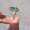 3.50 carat Pear Shape Natural Zambian Emerald And Diamond Engagement Ring in 14k Solid Gold Fine Jewelry