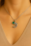 1.10 Carats Natural Emerald and diamond Dolphin Pendant for Womans in 14k Solid Gold