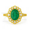 5.80 Carats Oval cut Natural Zambian Emerald And Diamond Engagement Ring in 18K gold