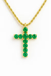 2.10 carat Elegant Round Natural Emerald Cross Pendant Faith Jewelry Gift