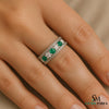 Men's 18k Gold Genuine Emerald & Diamond Wedding Band – May Birthstone