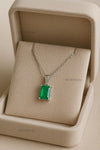 1.10 carat 14K Gold Natural Emerald Pendant Elegant Emerald-Cut Design