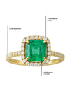 1.33 Carats Octagon Cut Natural Emerald And Diamond Ring For Womans in 14k Solid Gold Unique Gold Ring For her
