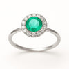 1.50 carat round natural Zambian emerald Gemstone and diamonds ring for woman's in 14k Solid Gold