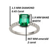 2 carat Emerald cut Engagement Ring Natural Zambian Emerald and Diamonds in 14k Solid Gold Ring