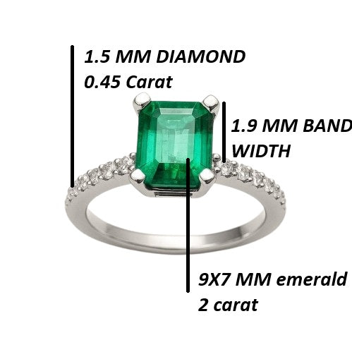 2 carat Emerald cut Engagement Ring Natural Zambian Emerald and Diamonds in 14k Solid Gold Ring