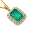 7.10 carat Glamorous Emerald and Diamond Halo Pendant Sparkling Double Diamond Halo