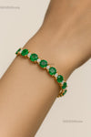 Classic Round Natural Emerald Tennis Bracelet with Diamond Accents