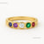 Natural Round shape Rainbow Sapphire Eternity Band Ring 14k Gold Five Chakras Gemstone