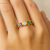 Natural Round shape Rainbow Sapphire Eternity Band Ring 14k Gold Five Chakras Gemstone
