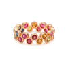 1.30 carat Round Natural Rainbow Sapphire Eternity Band Ring 14k Gold Bezel Set Multi stone ring