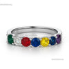 Round 14k Gold Real Rainbow Sapphire Eternity Band Ring 7 Chakras Gemstone