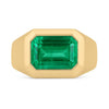 5.15 Carats 14k Emerald Men Ring, Natural Rich Vivid Emerald, Yellow Solid Gold