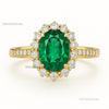 Oval cut Halo Ring Natural Green Emerald and Diamond Band in 14k Gold 4.50 carat Engagement ring