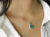 4.3 CARAT Oval Emerald and Diamond Halo Pendant in Solid Gold Timeless Green Gemstone Jewelry