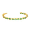 Natural Vintage Style Pear Emerald Tennis Bracelet: 14k Yellow Solid Gold Women Gift
