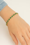 Natural Vintage Style Pear Emerald Tennis Bracelet: 14k Yellow Solid Gold Women Gift
