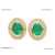 Oval Natural Emerald Stud Earrings 14k Gold Bezel Set Diamond Halo Earrings