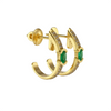 Oval Natural Emerald & Diamond Huggie Hoop Earrings in 14k and 18k Gold