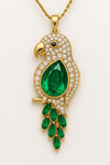4.50 carat Green Pear Emerald Parrot Pendant Dazzling Gold Pendant for Elegant Style