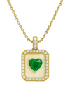 Heart Shape 2.70 carat Natural Emerald And Diamond Pendant 18K Solid Gold Unique gift for her