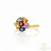 1.50 carat Flower Design Natural Multi SapphireEngagement Ring Oval Shape Ring