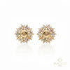 Rainbow Marquise Gemstone Flower Stud Earrings Multi-Color Floral Earrings in 14K Gold
