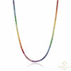 Rainbow Sapphire Tennis Necklace in 14k Gold Round Multi Sapphires Colorful Gemstone Choker for Women