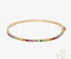 14K Gold Natural Rainbow Sapphire 4.20 carat Tennis Bracelet Round Cut Gemstones
