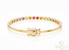 Stackable Rainbow Sapphire Cuff Bangle - Natural Ombre Sapphire Bracelet