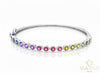 Stackable Rainbow Sapphire Cuff Bangle - Natural Ombre Sapphire Bracelet