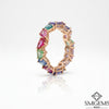 Natural 2-3 ctw multi sapphire rainbow ring in 14K gold Pear shape eternity band