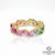 Natural 2-3 ctw multi sapphire rainbow ring in 14K gold Pear shape eternity band