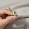 Classic Emerald Halo Ring Marquise Cut Green Stone in 14K Gold Fine Jewlery Gift for Her