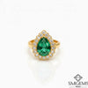 Pear Shape 2.90 carat Natural Emerald And Diamond Engagement Ring 18K Solid Gold May Birthstone Ring