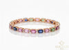 Elegant Emerald cut Natural Pastel Sapphire and diamond Gemstone Pieces Charm Bracelet