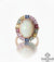 Ethiopian Opal and Rainbow Sapphire Halo Ring 14K Gold Oval and Emerald cut Gemstone Statement Ring