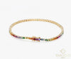 14K Gold Natural Rainbow Sapphire 4.20 carat Tennis Bracelet Round Cut Gemstones