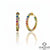 Vibrant Heart Multi Gemstone Hoop Earrings Rainbow Color Hoops in 14K Gold