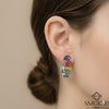 2.50 carat Baguette Rainbow Gemstone Hoop Earrings Colorful Huggie Earrings for Women