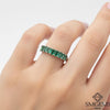 Elegant Nine Emerald Cut Natural Emerald 3.50 carat Gemstone Anniversary or Promise Ring