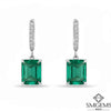 Elegant Emerald cut Natural Emerald Halo Drop Earrings in 14K Yellow Gold Geometric Design (Copy)