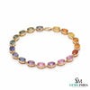 9.50 Carats oval rainbow sapphire tennis link bracelet