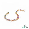 9.50 Carats oval rainbow sapphire tennis link bracelet