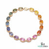 9.50 Carats oval rainbow sapphire tennis link bracelet