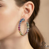 Vibrant Heart Multi Gemstone Hoop Earrings Rainbow Color Hoops in 14K Gold