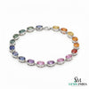 9.50 Carats oval rainbow sapphire tennis link bracelet