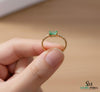 Mini Style Natural Emerald Baguette And Diamond Gift Ring - 14K Solid Gold Women Real Emerald Ring