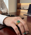 Natural Emerald Cut May Birthstone Men Ring / Anniversary Gift Ring For Men / Wedding Men Ring