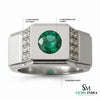 Natural emerald ring for men's in 18k solid gold zambian emerald ring